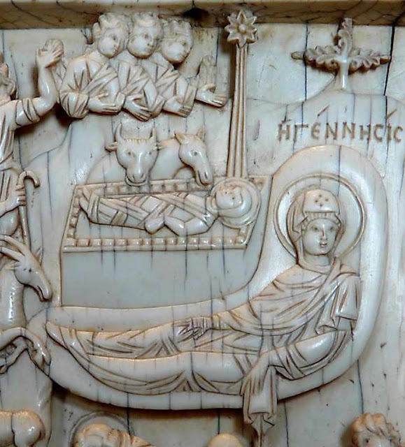 Presépio bizantino em marfim. Museus Vaticanos.