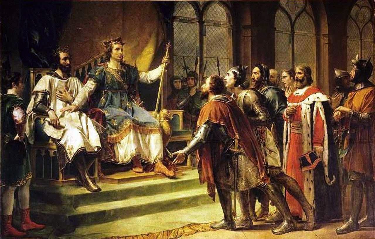 Sao Luis mediador entre o rei da Inglaterra e seus baroes Georges Rouget (1783-1869), Versailles