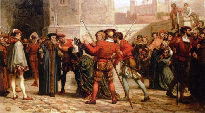 Encontro de São Thomas Morus com sua filha, após ter sido sentenciado a morte (Yeames William Frederick, 1863. Coleção Privada).